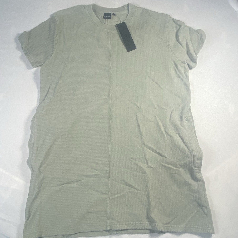 Mono B  Women's Tennis Dress 1XL Mineral Wash Dessert Sage Short Sleeve Ribbed